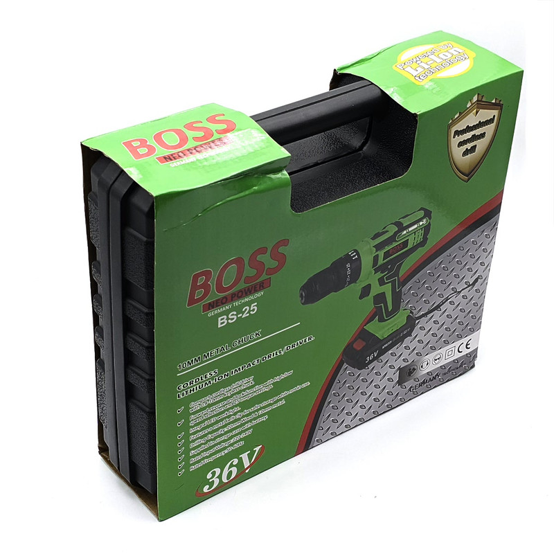 دریل پیچ گوشتی شارژی چکشی باس مدل BS-25 مجموعه 27 عددی