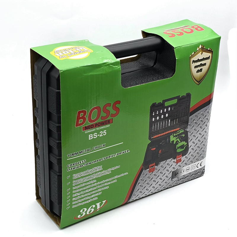 دریل پیچ گوشتی شارژی چکشی باس مدل BS-25 مجموعه 27 عددی