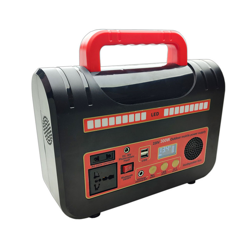پاور استیشن 300 وات مدل کمپینگ اسپیکردار ظرفیت 12v-220v ظرفیت 120000 میلی آمپر ساعت