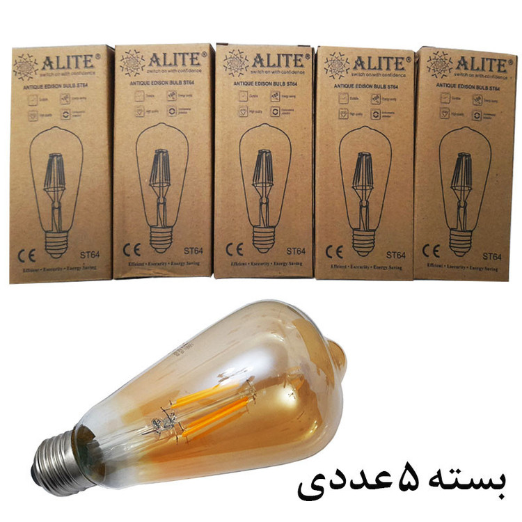 لامپ فیلامنتی 4 وات ای لایت مدل ST64 پایه E27 بسته 5 عددی